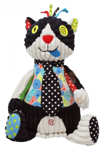 Les déglingos peluche chat charlos original cravate noir rouge bleu 